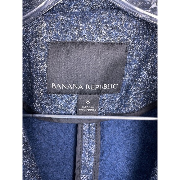 Banana Republic Women 8 Blazer Coat Wool Textured Knit Career Heathered Blue - Picture 8 of 13